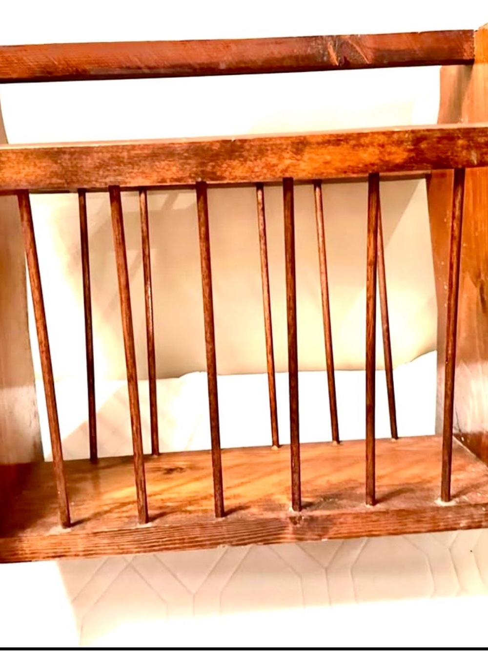 Mid century Wooden Magazine Rack 9x15.5 14” tall